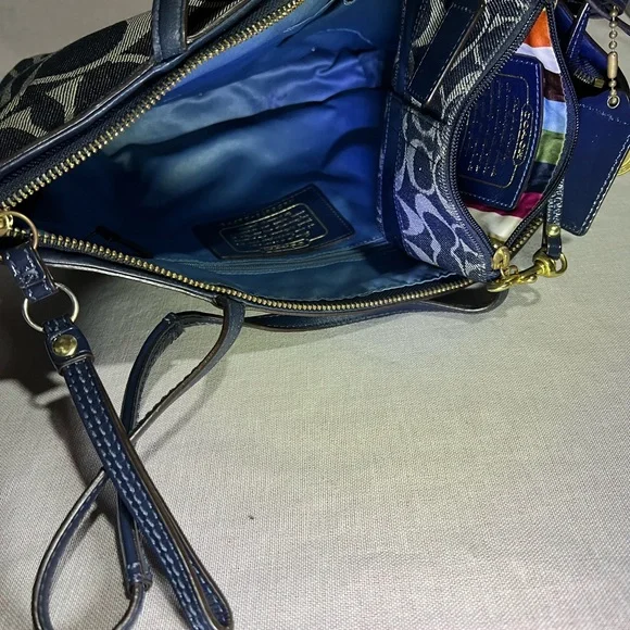 Coach Denim Signature Strip Medium Tote Shoulder Bag & Wallet Set - Picture 7 of 8